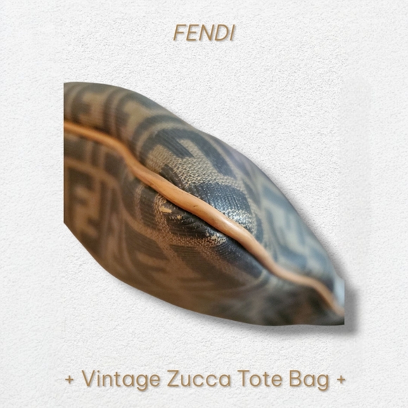 FENDI Vintage Coated Monogrammed Canvas Zucca Handbag Tote - Picture 7 of 8